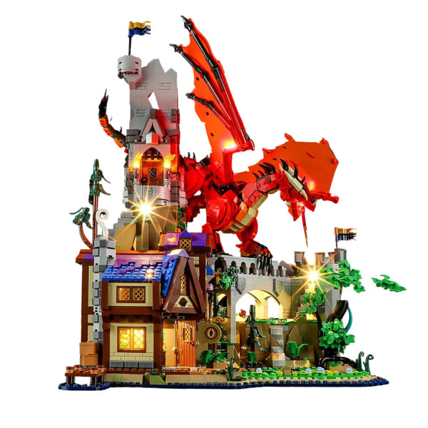 21348 Dragon And Dungeon Red Legend Led Lighting Toys Decorative Lights Gift Building Blocks
