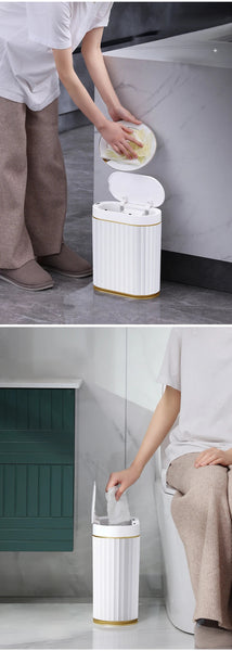 Smart Sensor Trash Can Touchless Bin With Lid Automatic Waste Basket Rubbish Bins