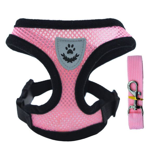 Pet Harness Set (Small Dogs/Cats): Vest Collar Leash. Fits French Bulldogs Chihuahuas Etc. Harnesses
