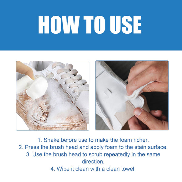 Water Free Foam Sneakers Cleaning Kit, Small White Shoes Sneakers Decontaminating Brightening White Cleaning Multi Functional Yellow Cleaner Cleaning