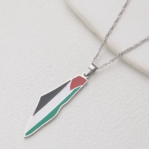 Veile Studios Titanium Steel Stainless Drip Glue Middle East Israel Palestine Map Pendant Necklace Necklaces & Pendants