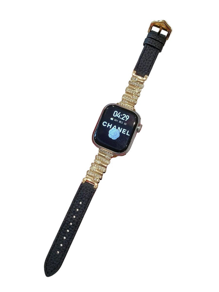 Irregular Rhinestone Embellished Leather Strap For Apple Watch 4/5/6/7/8/9/S10 Band Watch Bands