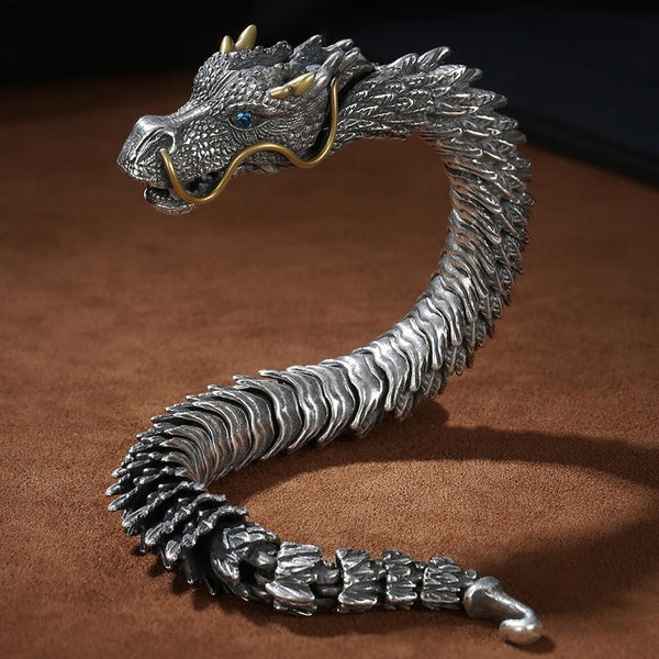 Veile Studios Celet Silver Plated Men's Dragon Design High End Accessory Bracelets