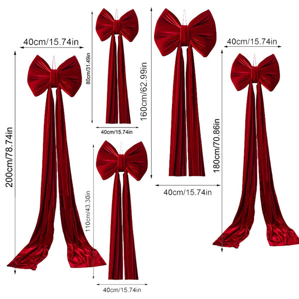 Large Wine Red Christmas Bow Big Festive Tree Topper Decoration For Xmas Seasonal Decorations