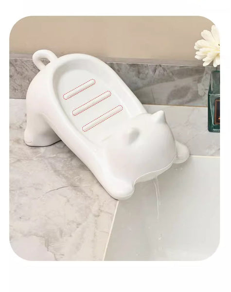 Cat Soap Box Bathroom Products Accessories Dish Cute Pet Drainage Basket Anti Slip Soap Dishes & Dispensers
