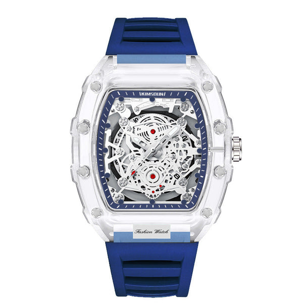 Cross Border Watch Unique Barrel Shaped Quartz Fashion Transparent Men's Waterproof Wristwatch Watches