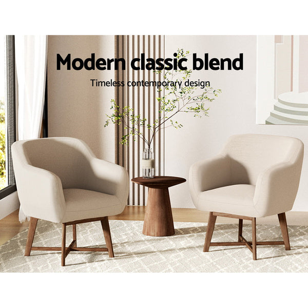 Artiss Beige Armchair Tub Chair For Home Furniture Sofas Armchairs & Couches