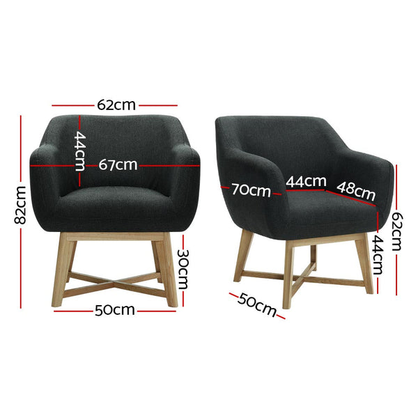 Artiss Armchair Tub Chair Charcoal Aston Sofas Armchairs & Couches
