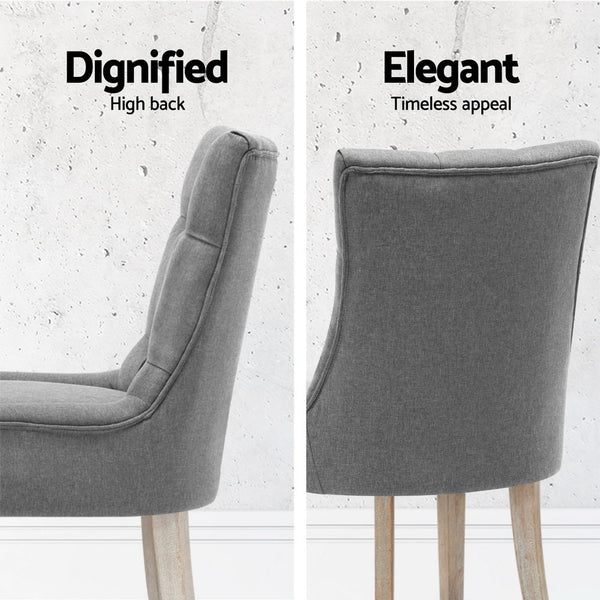 Artiss Grey Linen Set Of Four French Provincial Furniture Dining Chairs