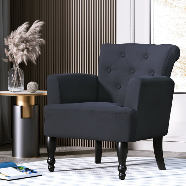 Artiss Armchair Wingback Charcoal Lothair Sofas Armchairs & Couches