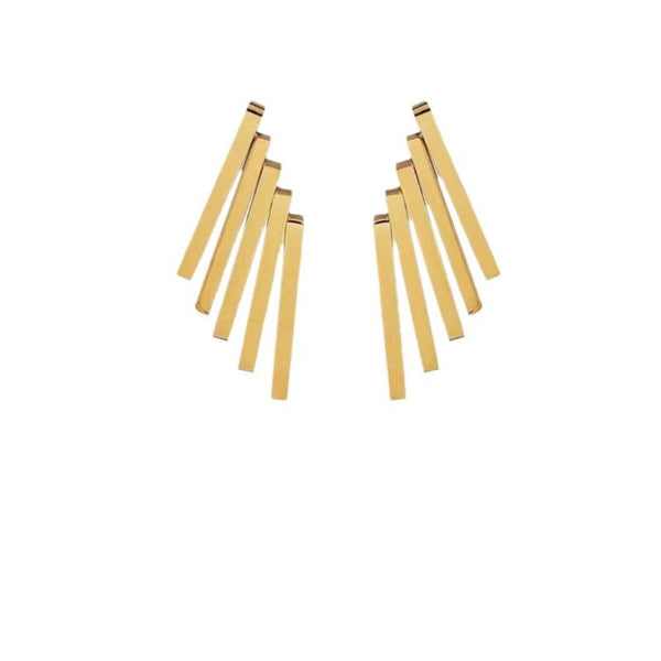 Veile Studios Exaggerated Metal Retro Style High End Titanium Steel Gold Colour Earrings