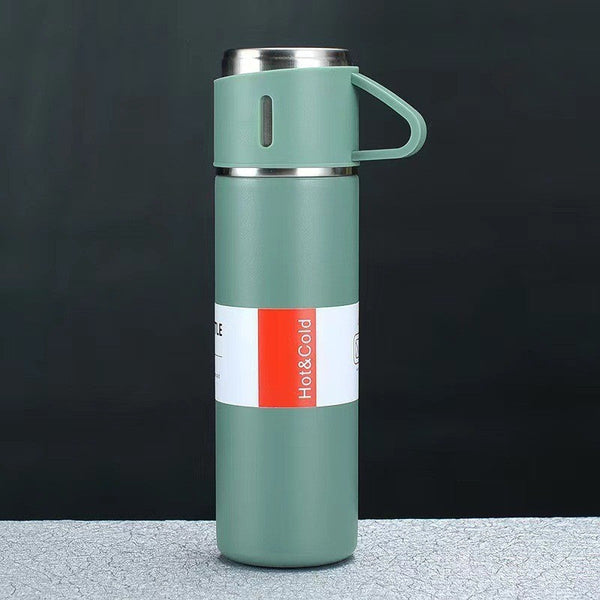 A Cup Of Three Lid Vacuum Flask Portable Fashion Gift Box Set Stainless Steel Water Bottles & Vacuum Flasks