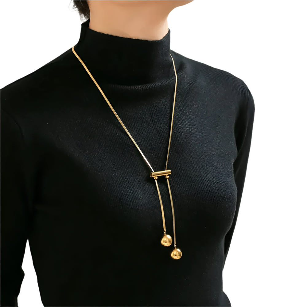 Veile Studios 18K Gold Plated Titanium Steel Hollow Bead Necklace Necklaces & Pendants