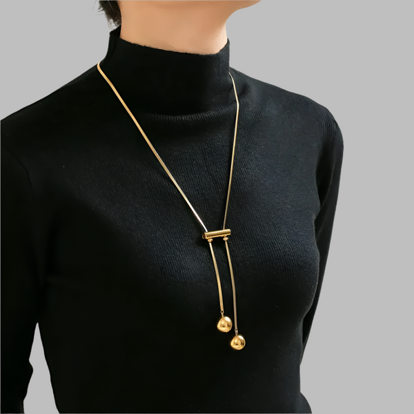 Veile Studios 18K Gold Plated Titanium Steel Hollow Bead Necklace Necklaces & Pendants