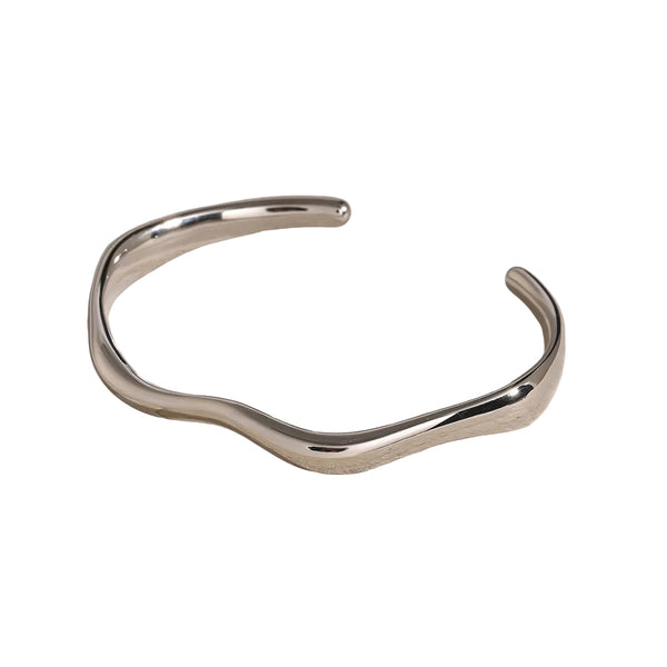 18K Gold Stainless Steel Fine Ripple Open Bangle Ins Minimalist Trendy Titanium Bracelet For Women Bracelets
