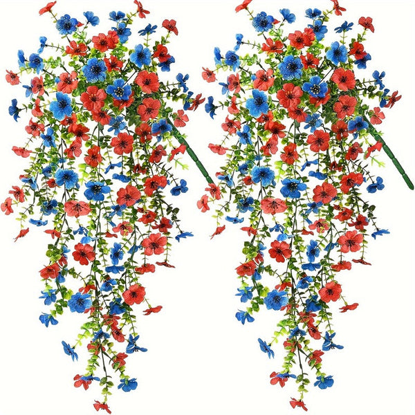 Purple Hanging Artificial Flowers Vines For Wedding Arch Home Garden Party Autumn Decor Fake Eucalyptus Plant 2 Pc Artificial Plants