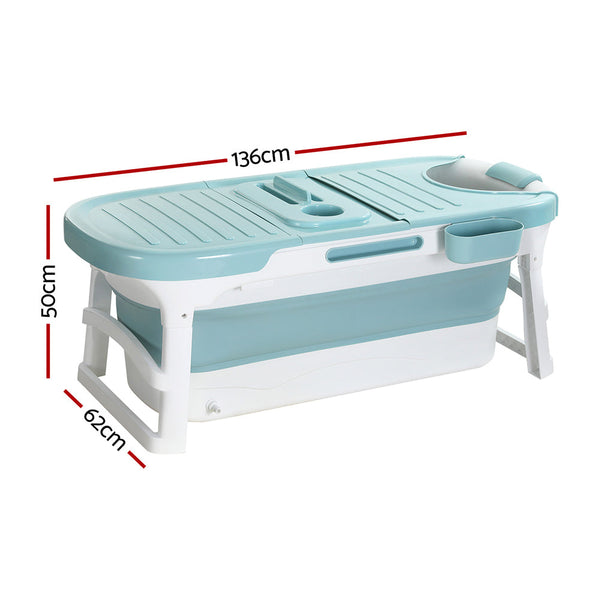 Weisshorn Foldable Bathtub Portable Folding Water Spa With Cover Plate 136X62cm Baths