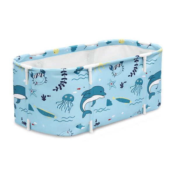 Weisshorn Foldable Bathtub Pvc Spa Bucket Inflatable Cushion 114X62cm Blue Baths