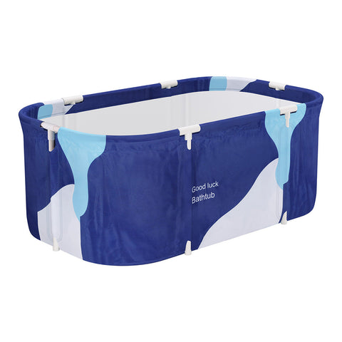 Weisshorn Foldable Bathtub Pvc Spa Bucket Inflatable Cushion 114X62cm Navy Blue Baths