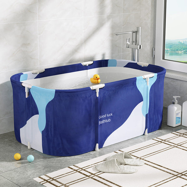 Weisshorn Foldable Bathtub Pvc Spa Bucket Inflatable Cushion 114X62cm Navy Blue Baths