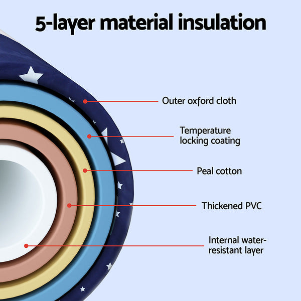 Weisshorn Foldable Bathtub Pvc Spa Bucket Inflatable Cushion 114X62cm Star Navy Baths