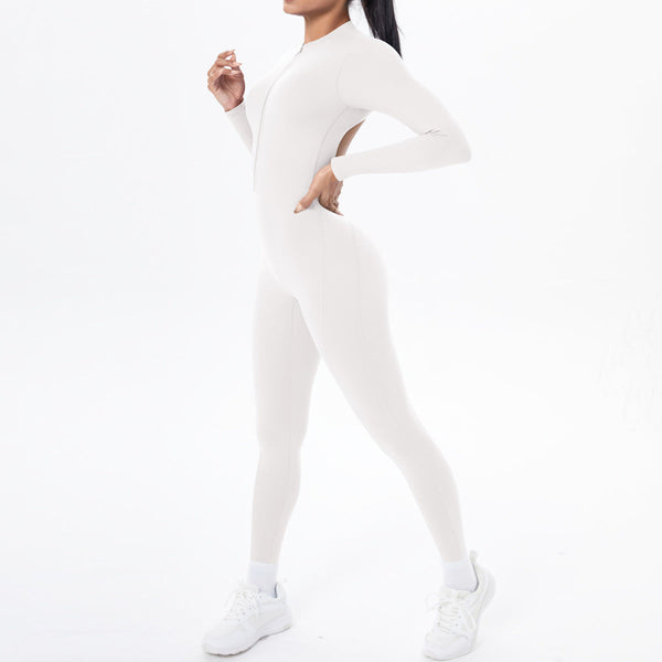 Style Half Zip Yoga Jumpsuit Bare Skin Feel Slim Fit High Elastic Fitness Long Sleeve Pants Wear Jumpsuits Rompers & Playsuits