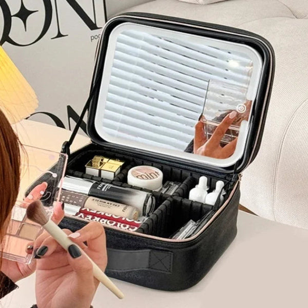Light Up Box Vanity Organizer Portable Makeup Bag Mirror With Led Makeup Bags & Cases