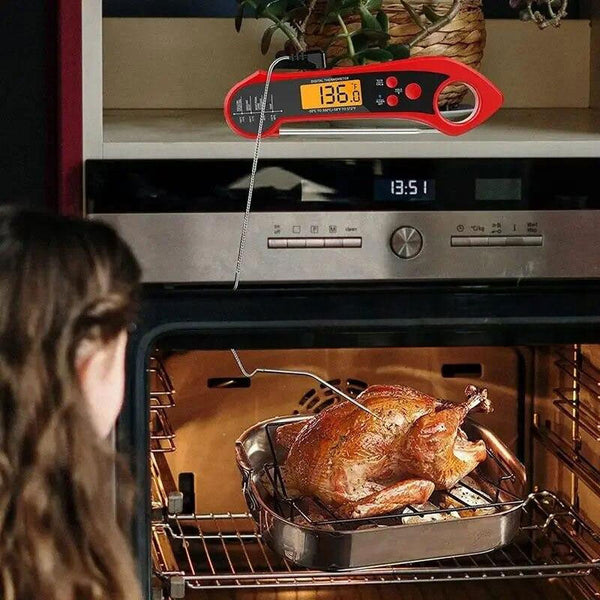 Foldable Ip7 Digital Thermometer With Dual Probes: For Cooking Bbq Meat Grilling Food Kitchen Tools. Cooking Thermometers