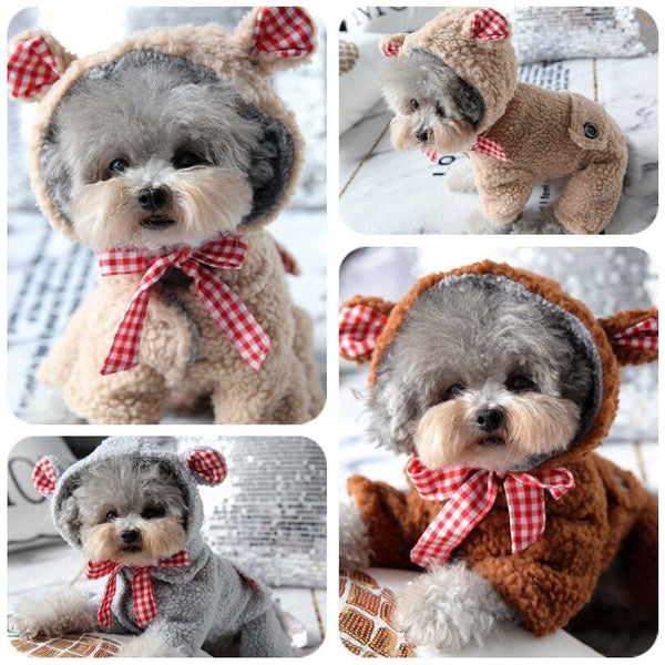 Pet Bixiong Pomeranian Small Dog Poodle Teddy Four Leg Autumn/Winter Clothes Ribbon Khaki Dog Clothing & Shoes