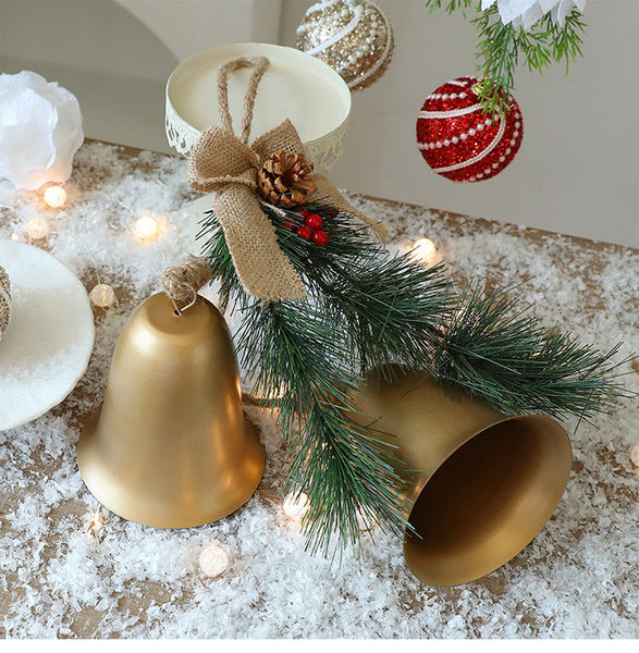 Christmas Bell Ornament Diy Indoor Door Window Wall Decoration Pine Needle Hanging Seasonal Decorations