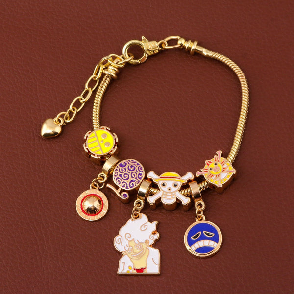 One Piece Diy Bracelet With Five Levels Sun God Nika Luffy Cartoon Metal Bracelets
