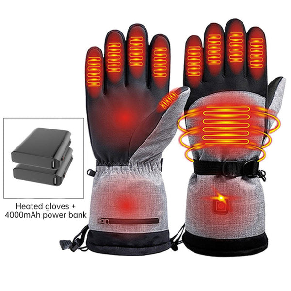 Electric Heated Waterproof Winter Warm Rechargeable For Ski Snowmobile And Outdoor Activities Gloves