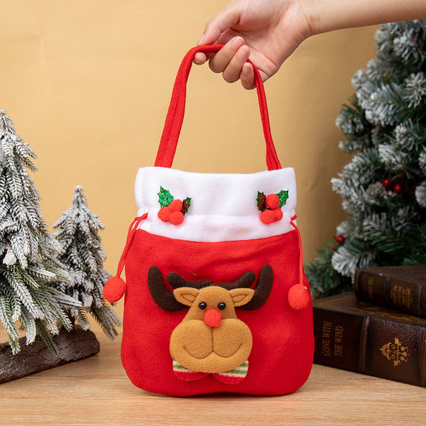 Christmas Apple Bag Cartoon Gift Shopping Drawstring Character Tote Decoration Gift Bags