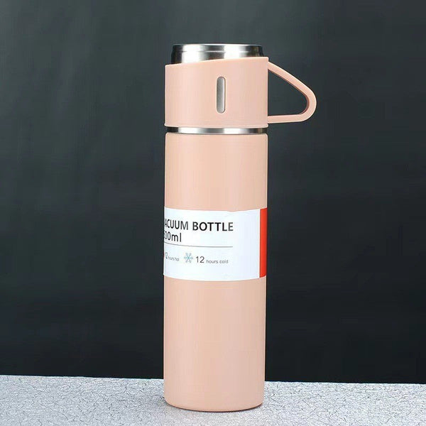 A Cup Of Three Lid Vacuum Flask Portable Fashion Gift Box Set Stainless Steel Water Bottles & Vacuum Flasks
