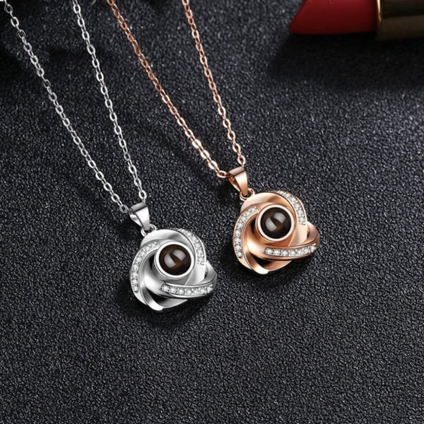 100 Languages I Love You Projection Necklace Simple And Fashionable Spiral Pendant Collarbone Chain Necklaces & Pendants