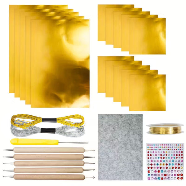 70Mm Gold Foil Art Relief Diy Christmas Decoration Kit Aluminum Craft Sewing Tool Set Other Kids Crafts