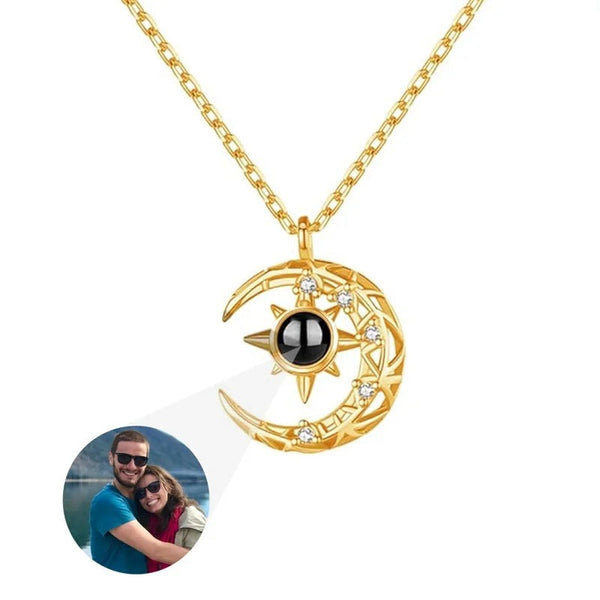 Personalized Photo & Image Necklace Crescent Pendant Projection Necklaces & Pendants