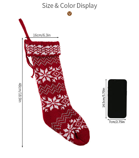Christmas Knitted Stocking With Snowflake Design Seasonal Decorations