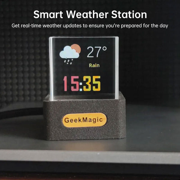 2025 Crystal Cube: Photo Display Holographic Weather Station Clock With Gif Album. Weather Stations