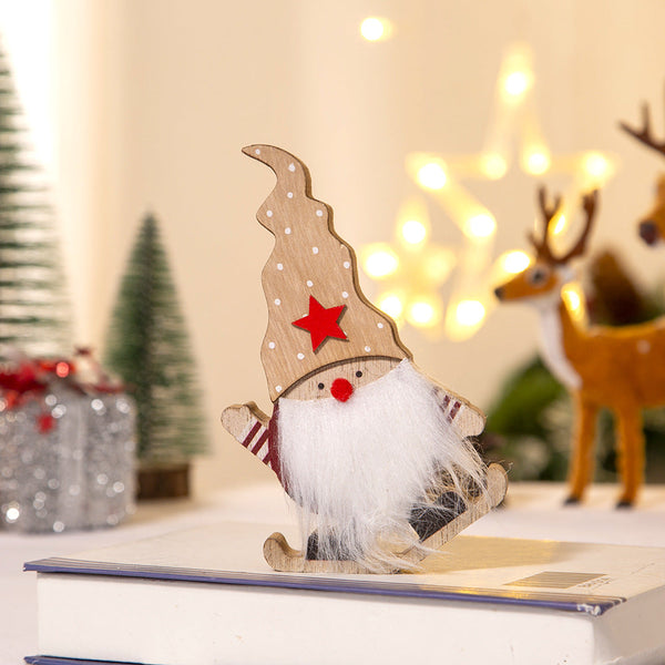 Christmas Decoration Cartoon Santa Sleigh Wooden Desk Ornament Gift Seasonal Decorations