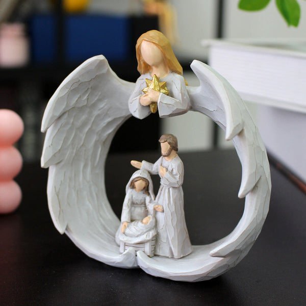 Nordic Creative Angel Family Sculpture Decoration Home Living Room Bookcase Crafts Resin Statue Ornament Sculptures & Figurines