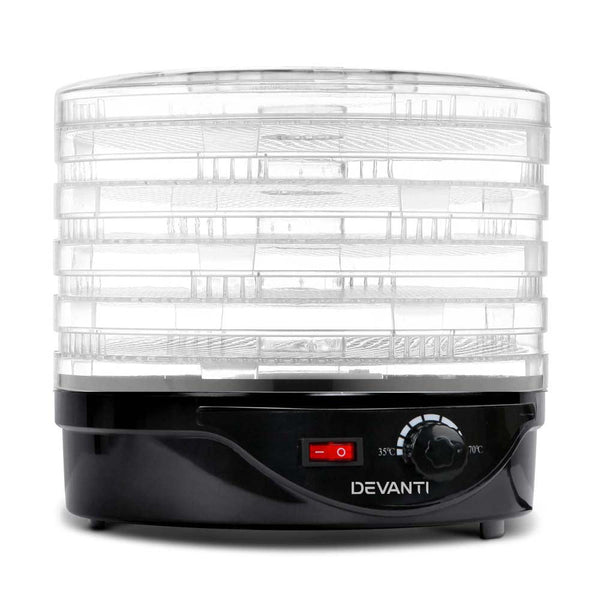 Devanti 5 Trays Food Dehydrator Fruit Pet Beef Jerky Dryer Black Dehydrators