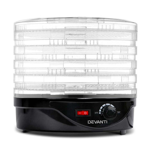 Devanti 5 Trays Food Dehydrator Fruit Pet Beef Jerky Dryer Black Dehydrators