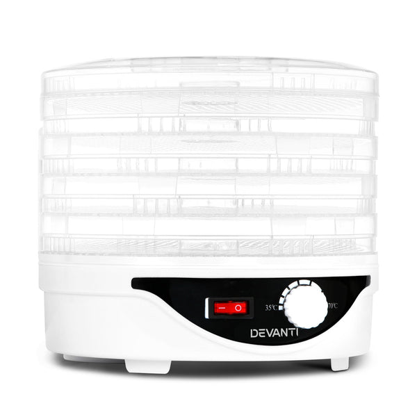 Devanti 5 Trays Food Dehydrator Fruit Pet Beef Jerky Dryer White Dehydrators