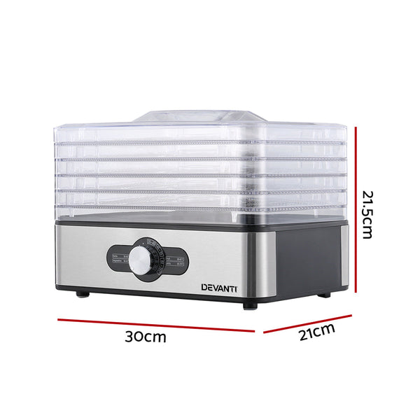 Devanti 5 Trays Food Dehydrator Stainless Steel Dehydrators