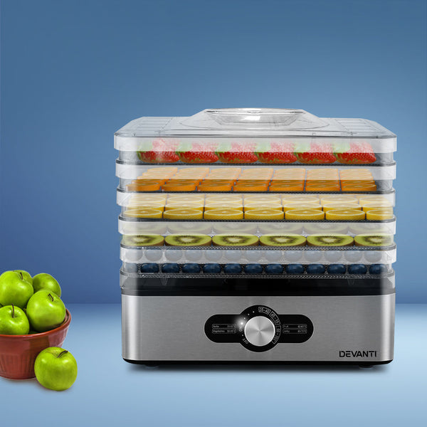 Devanti 5 Trays Food Dehydrator Stainless Steel Dehydrators