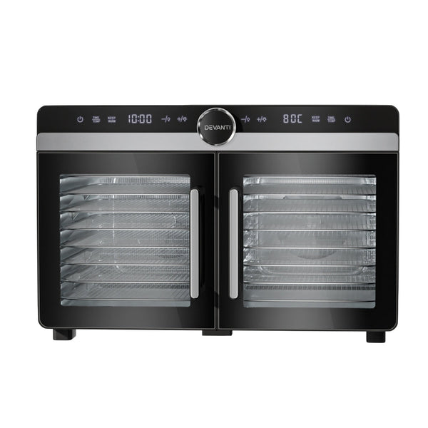 Devanti Dual Zone Stainless Steel Food Dehydrator 16 Trays Kitchen Appliance Dehydrators
