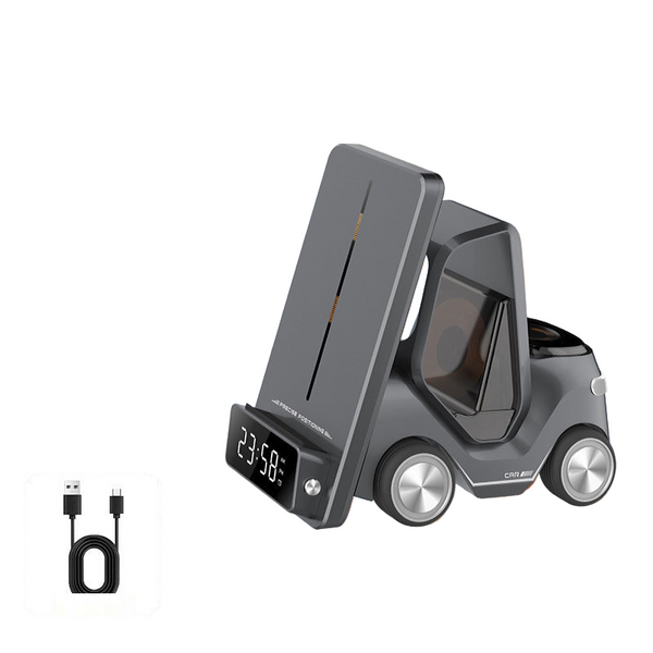 Wireless Charger Stand 5 In 1 Alarm Clock For Iphone 15 14 13 12 Pro Max 8 X Xs Xr Iwatch 7 6 Airpods Fast Charging Station Chargers & Cradles