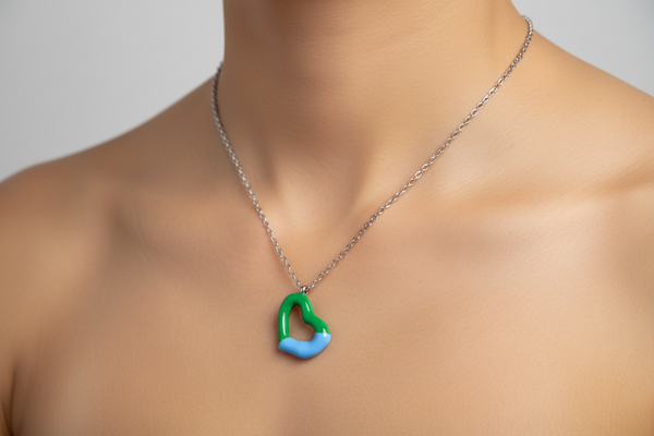 Two Tone Heart Pendant Necklace Titanium Steel With Gold Plating Necklaces & Pendants