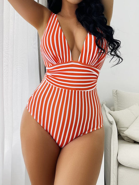 Jumpsuit  Striped Swimsuit Women's European And American Bikini Swimwear